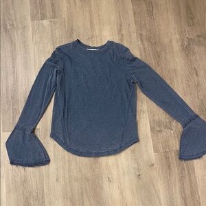 We The Free Blue Flared Sleeve Blouse